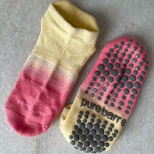 Pure Barre Two-Tone Pink and Yellow Low Rise Grip Socks NWOT